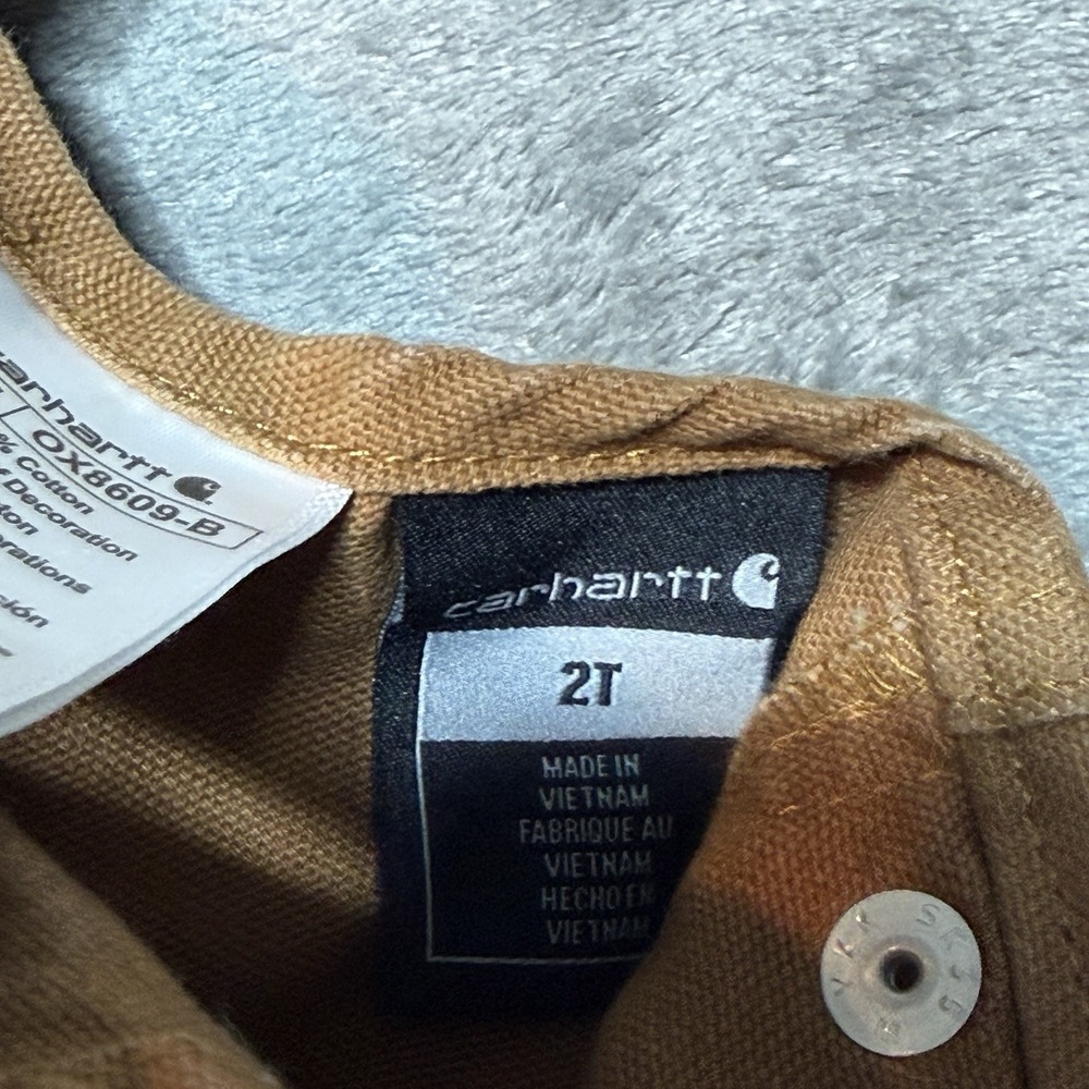 Carhartt Double Knee Overalls Toddler Size 2T Brown Duck Canvas Bibs - Picture 5 of 8